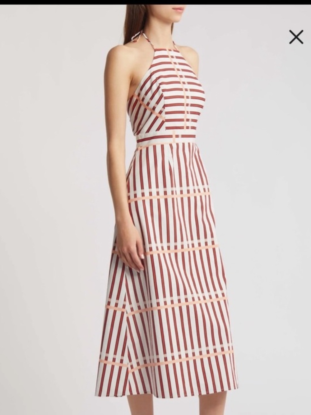 Du Paradis St. Tropez Stripe Halter Neck Midi